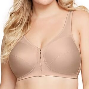 GLAMORISE Magic Lift Posture Back Front Close Bra Wirefree Beige 1265 Size 44J.
